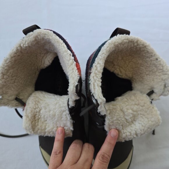 KEEN Elsa Boots Waterproof 1017957 Womens size 6.5 Plaid Flannel Faux Fur Winter - Picture 3 of 9